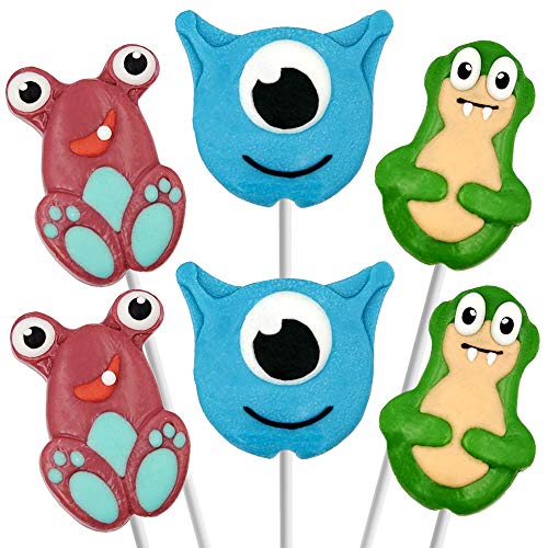 Assorted Goofy Monster Lollipops, Mixed Fruit Flavor, 12-Pack